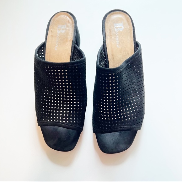 Brown’s Black Block Heel Suede Sandals Size 7 - Picture 2 of 8